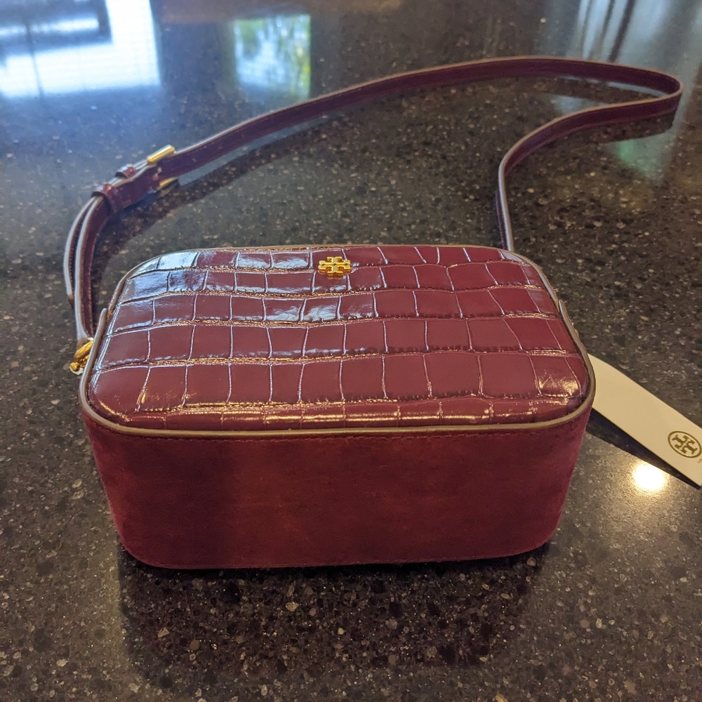 Tory Burch Blake Embossed Leather + Suede Camera Bag + Dust + Gift Bag Nwt❤️ - Picture 5 of 8